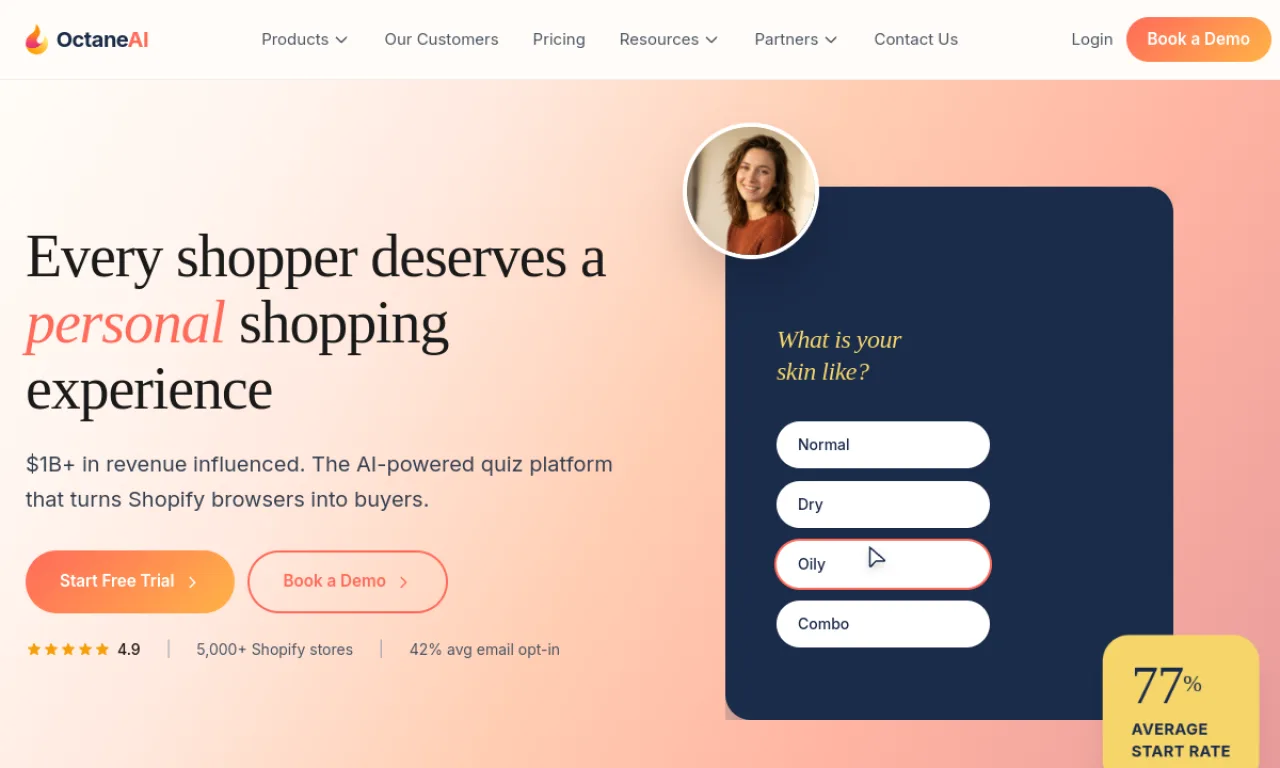 Screenshot of Octane AI website