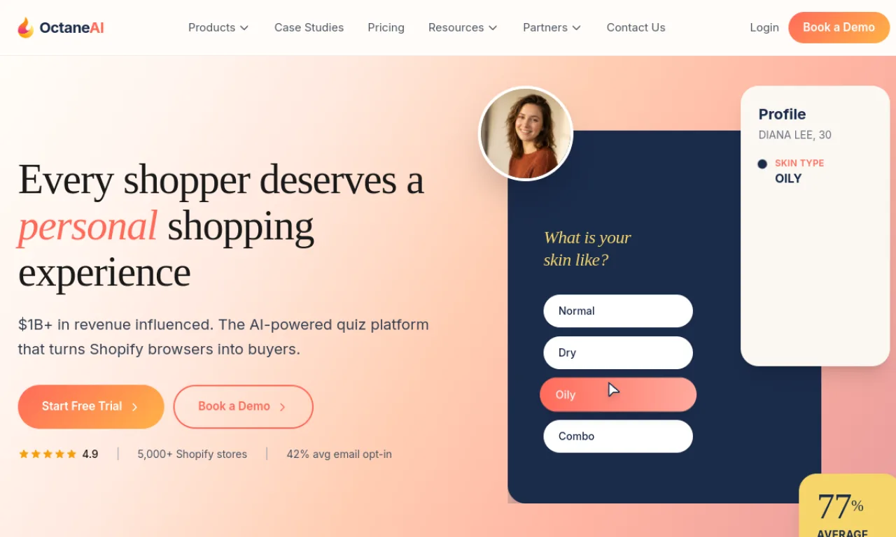 Screenshot of Octane AI website