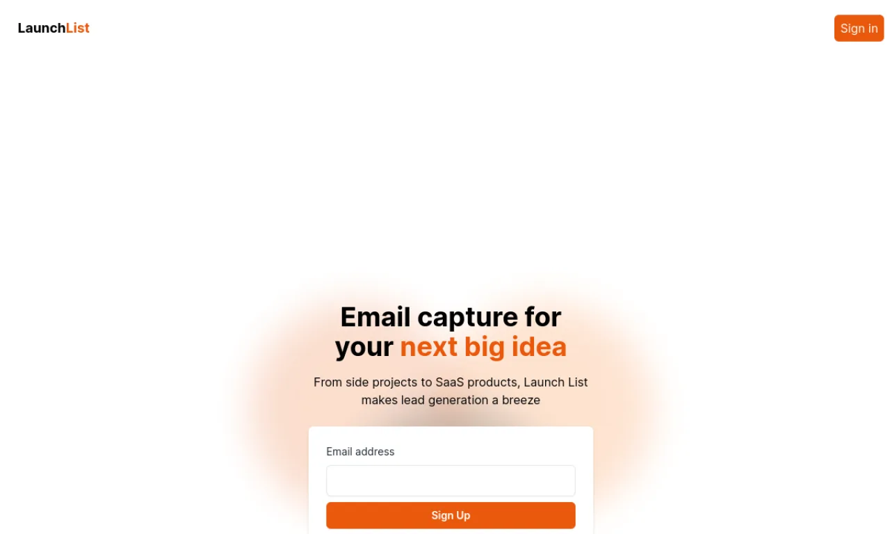 Screenshot of LaunchList / Earlybird website