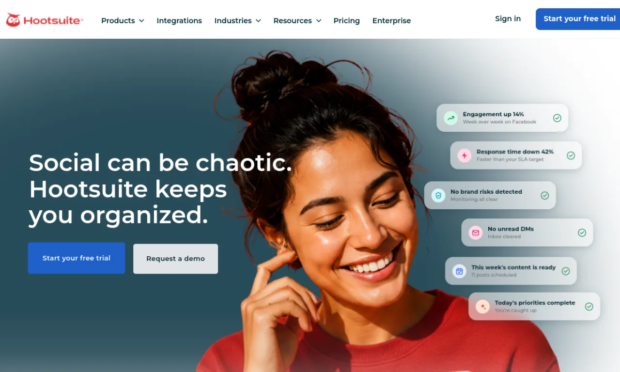Screenshot of Hootsuite website