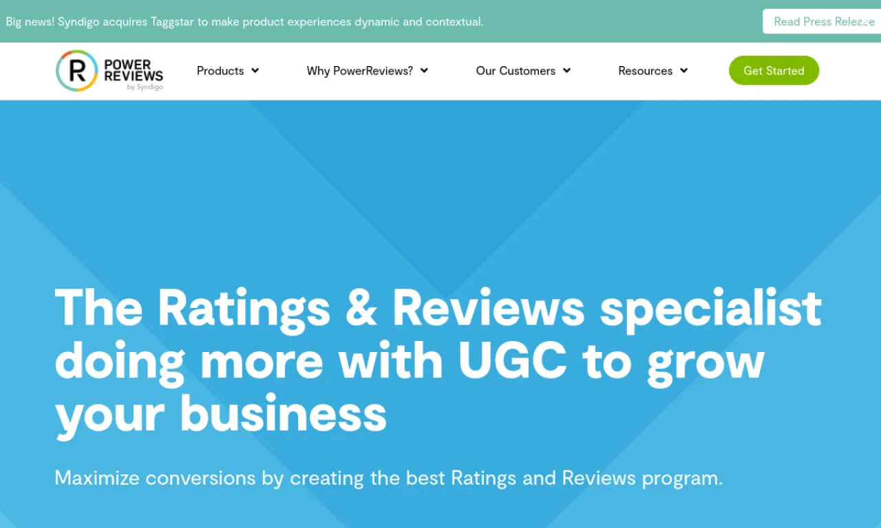 Screenshot of PowerReviews website