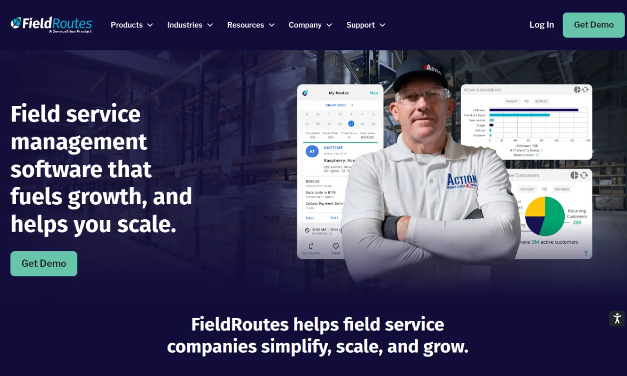 Screenshot of PestPac / FieldRoutes website