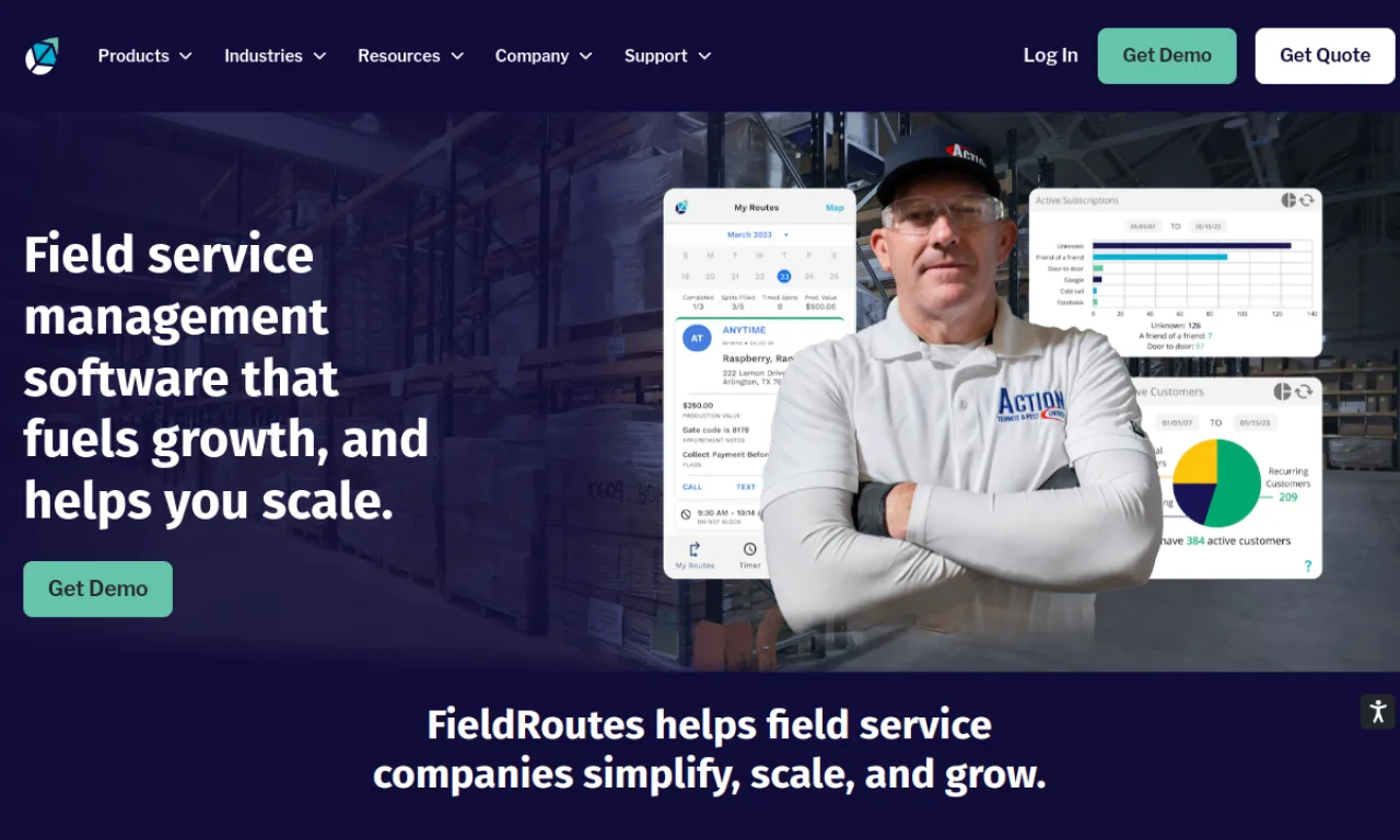 Screenshot of PestPac / FieldRoutes website