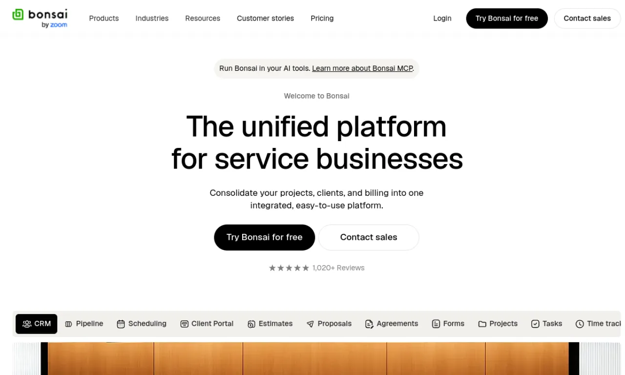Screenshot of Hello Bonsai website