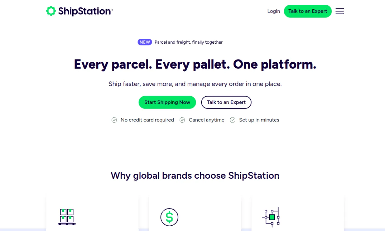 Screenshot of ShipStation website