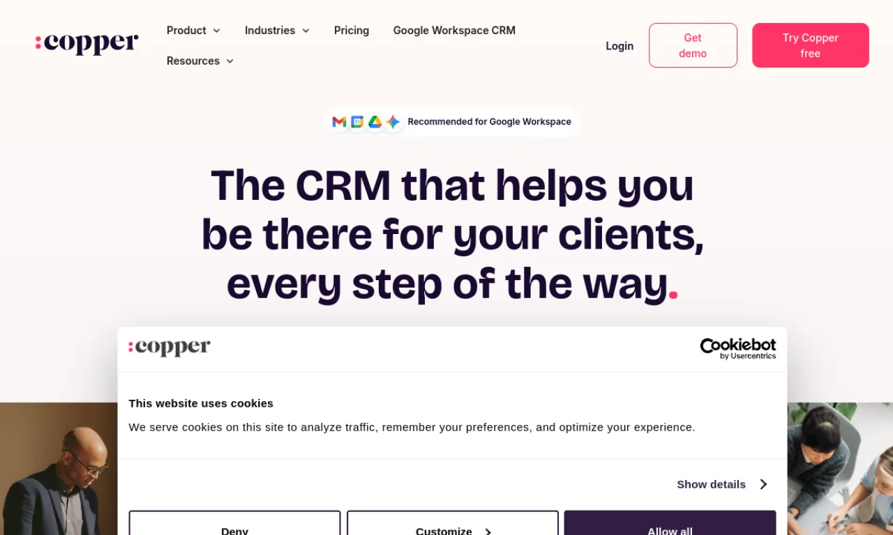 Screenshot of Copper website