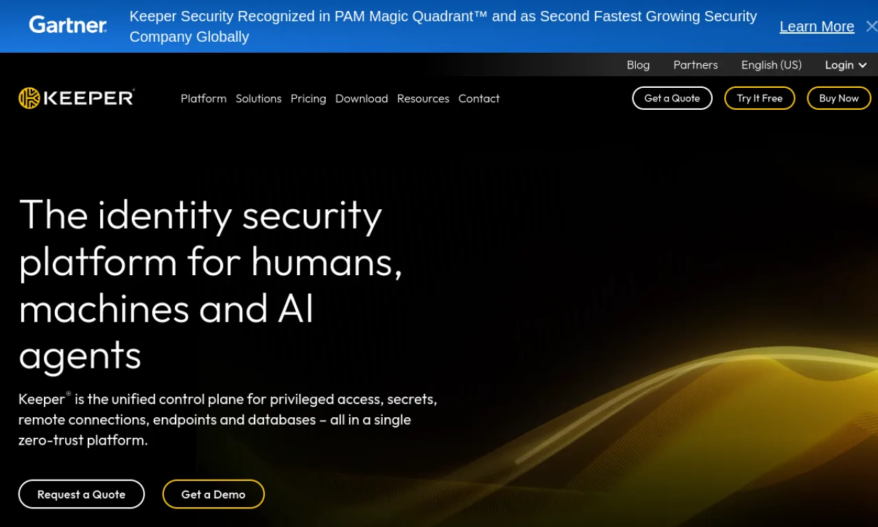 Screenshot of Keeper website