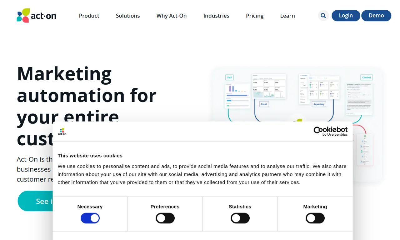 Screenshot of Act-On website