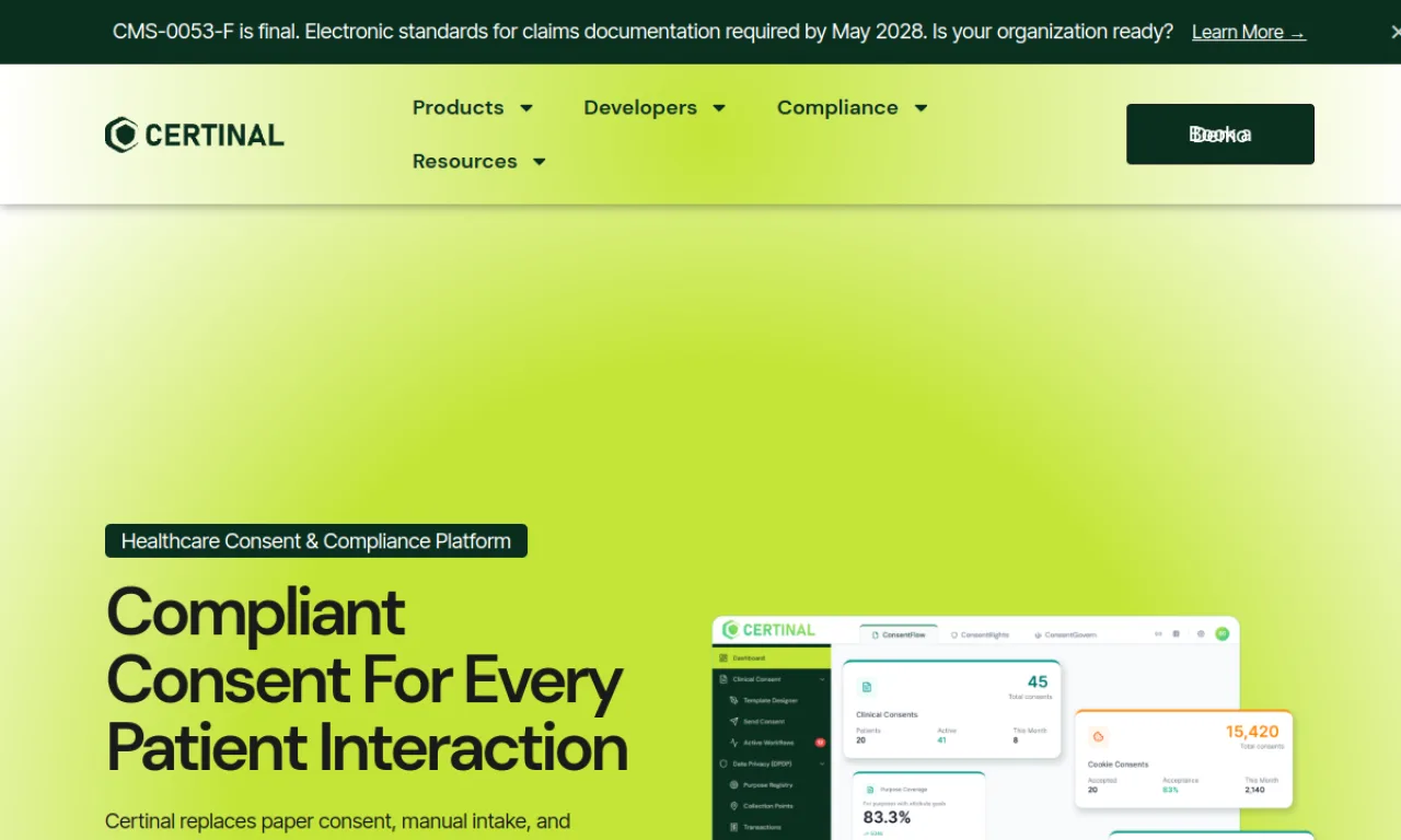 Screenshot of Certinal website