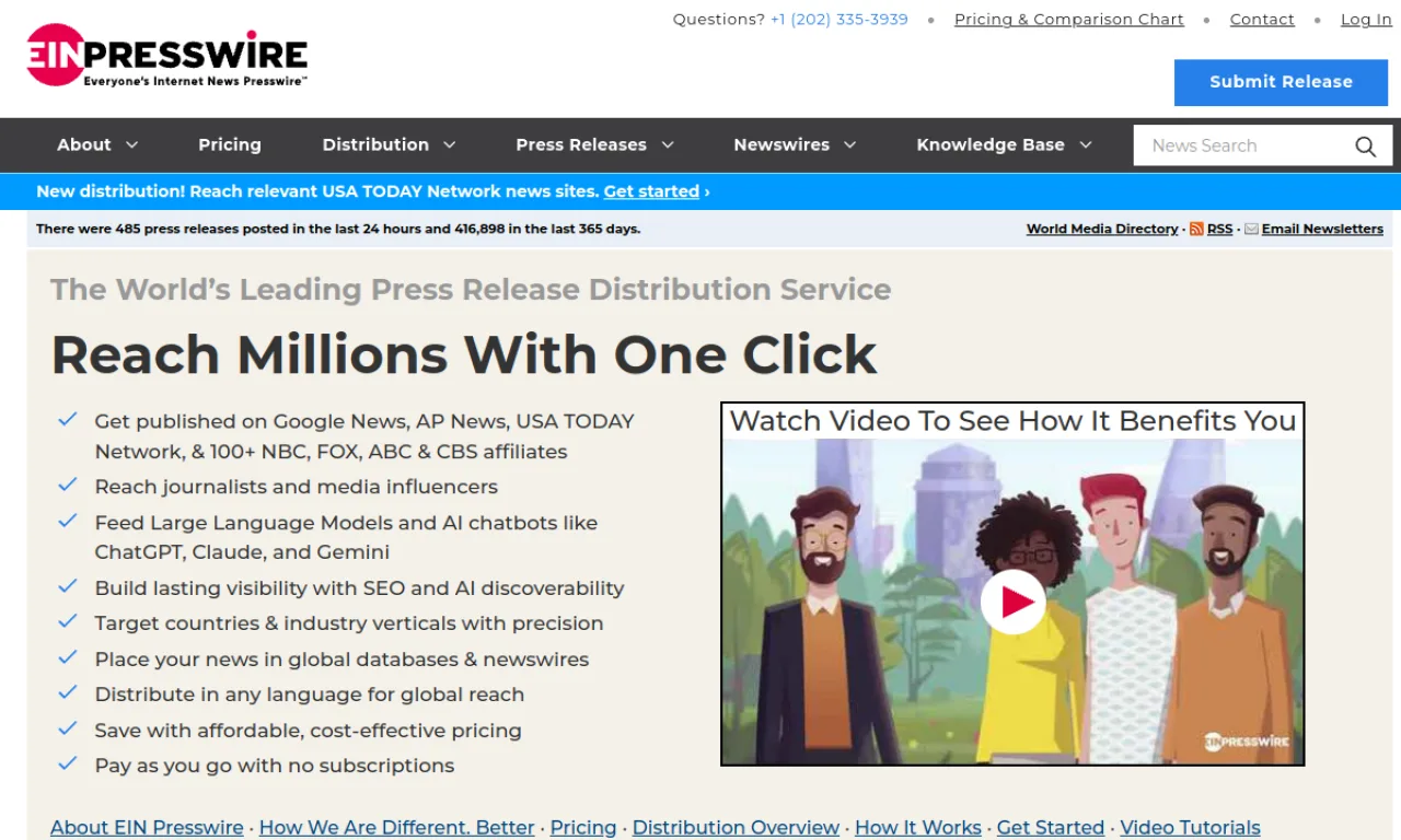 Screenshot of Presswire / EIN Presswire website