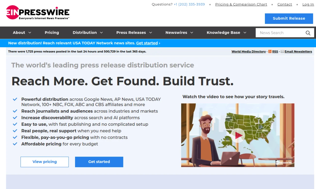Screenshot of Presswire / EIN Presswire website