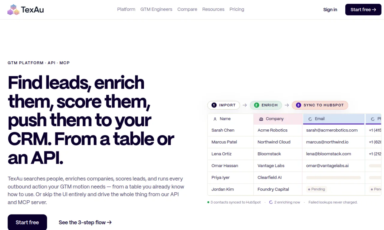 Screenshot of TexAu Recipes website