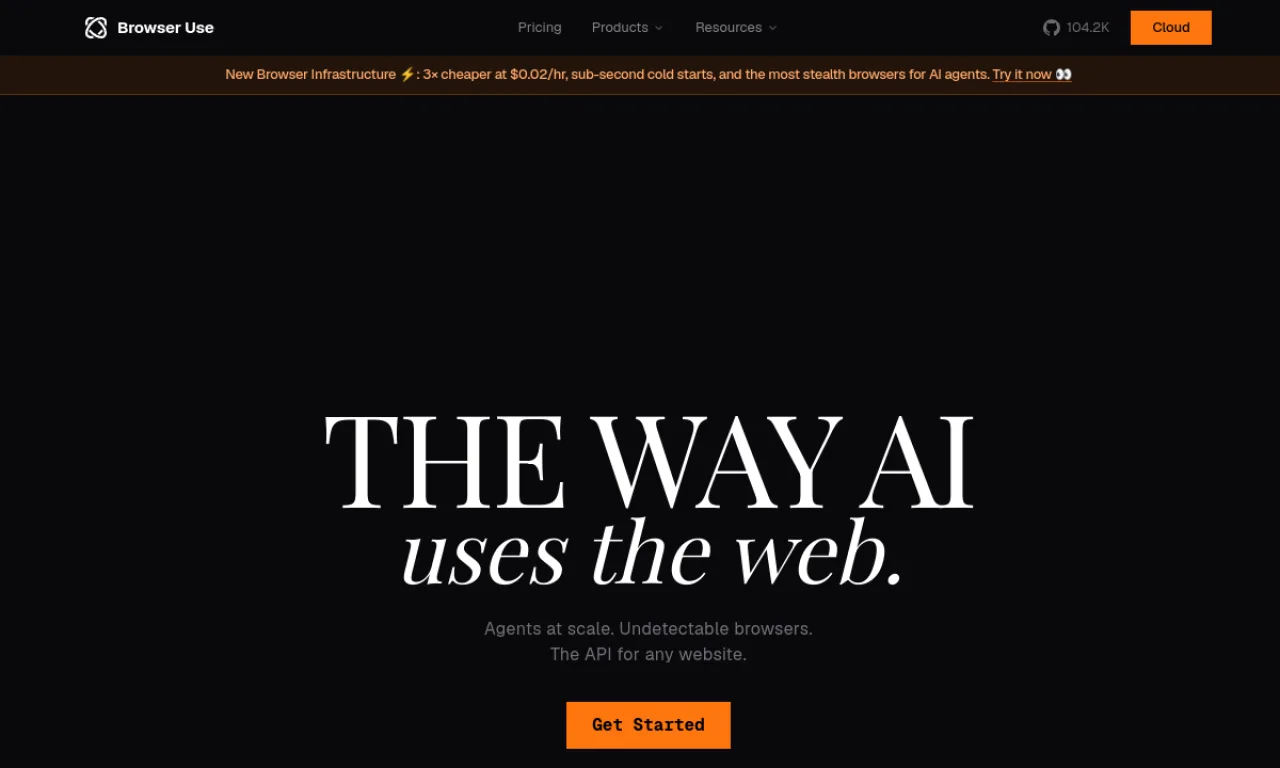 Screenshot of Browser Use website