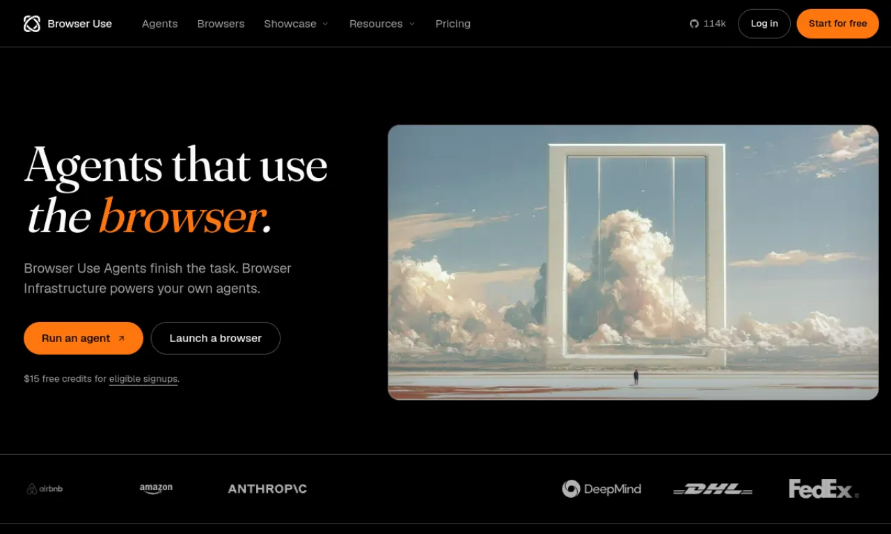 Screenshot of Browser Use website