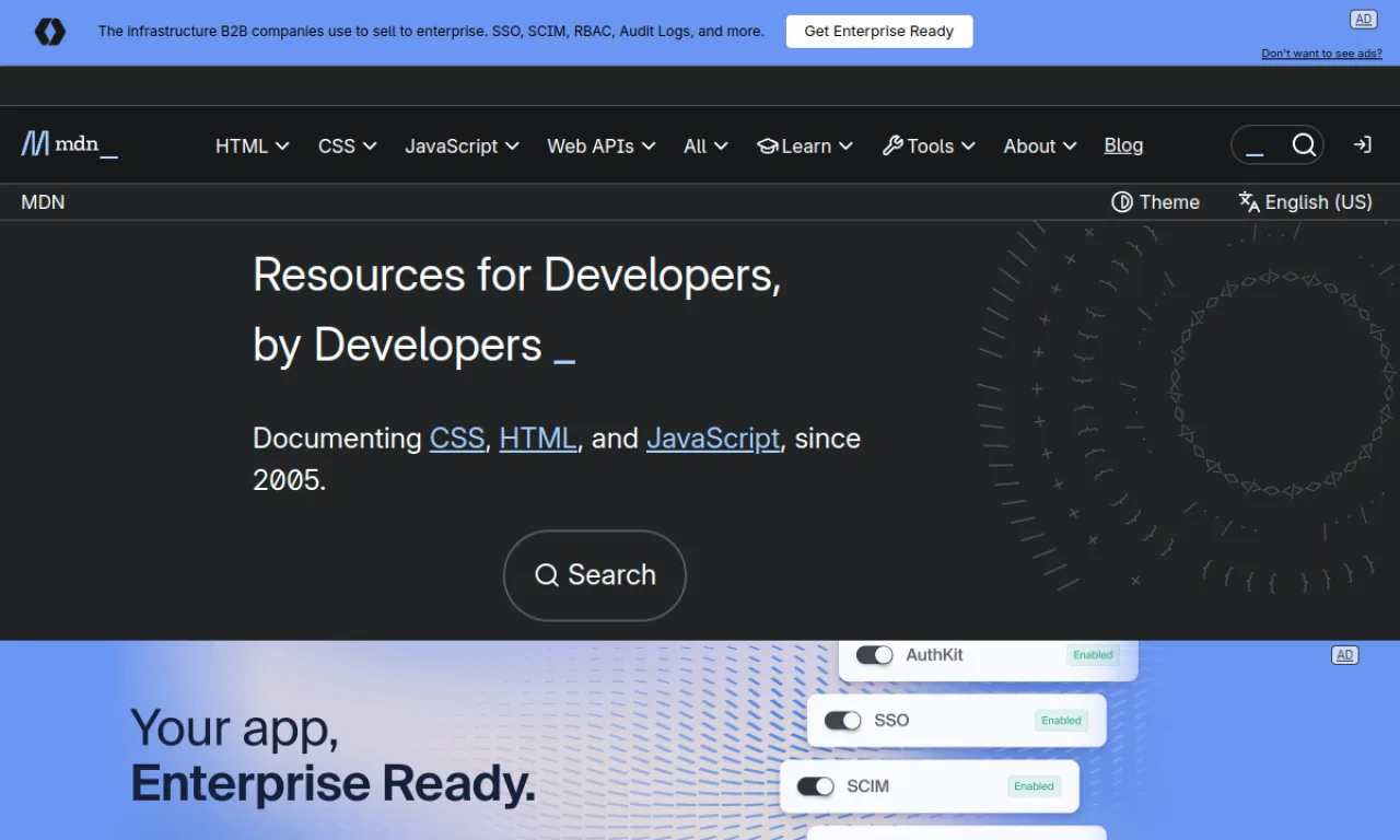 Screenshot of MDN Web Docs website