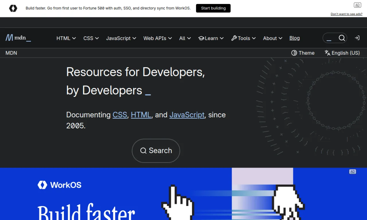 Screenshot of MDN Web Docs website