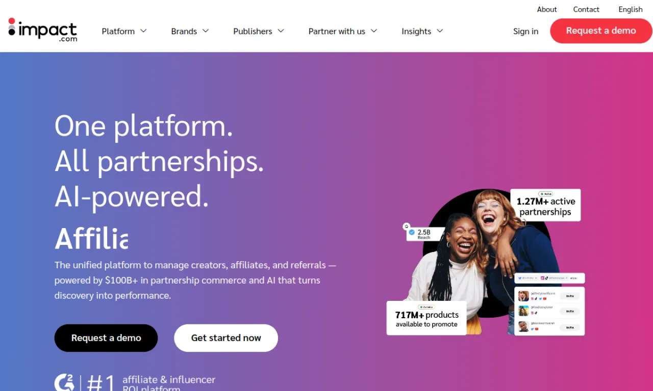 Screenshot of Impact.com website