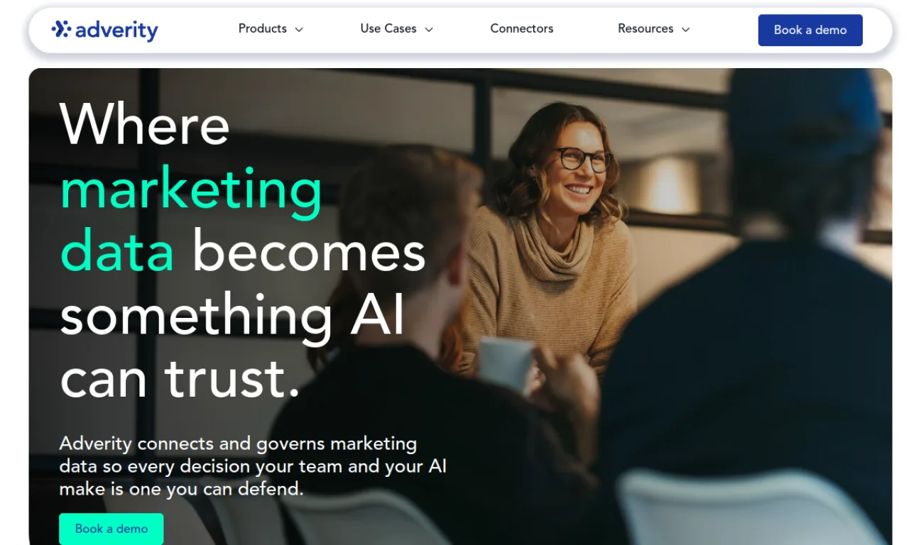 Screenshot of Adverity website