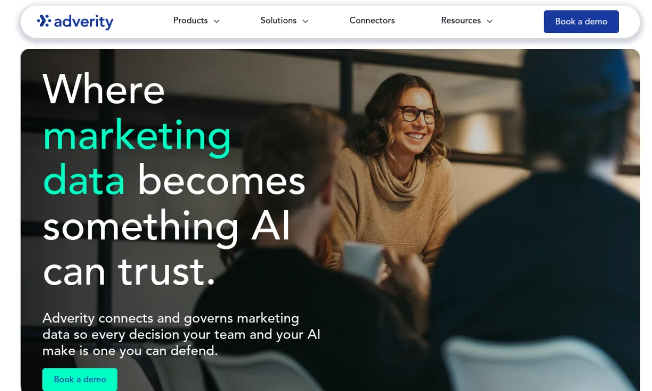 Screenshot of Adverity website