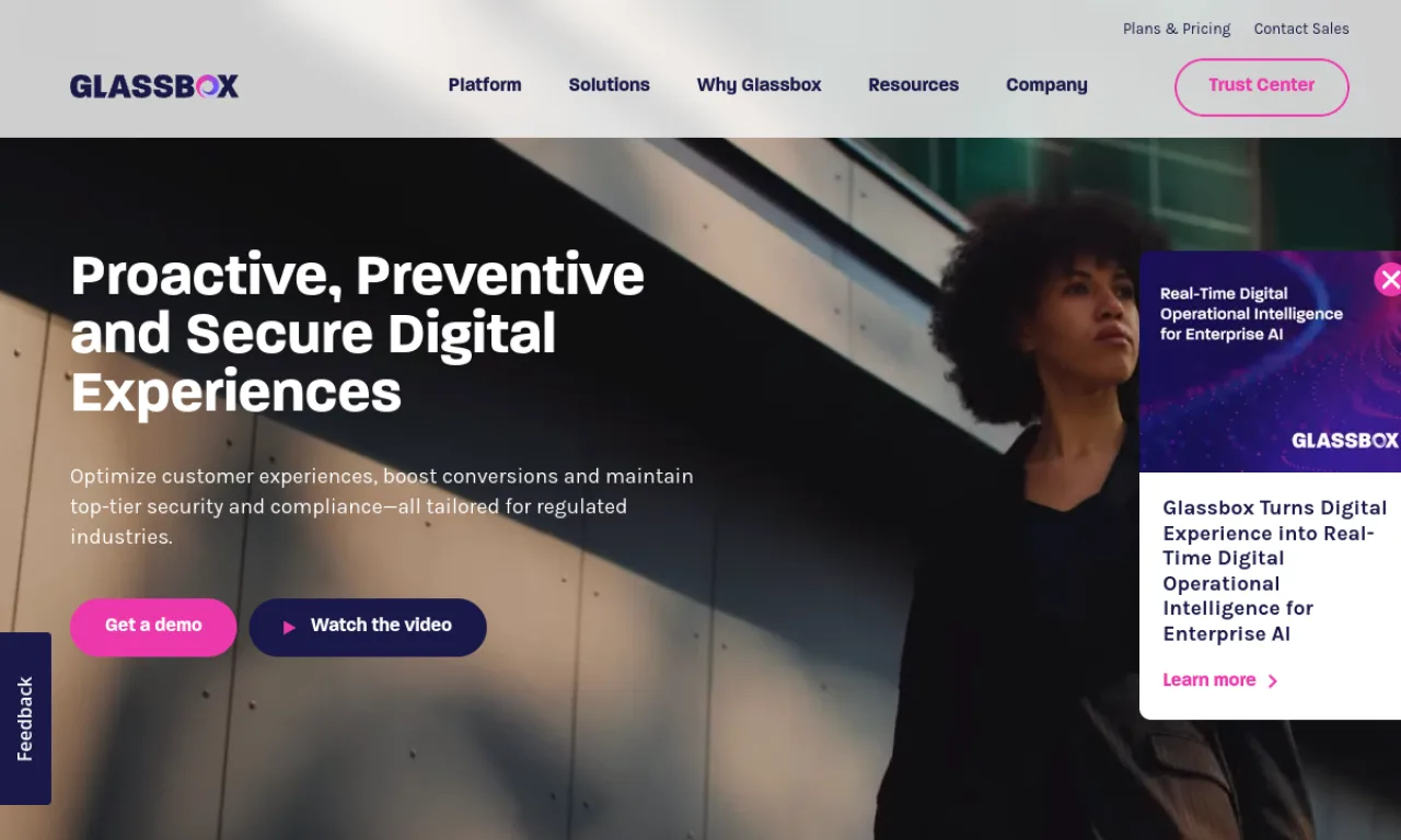 Screenshot of Glassbox website