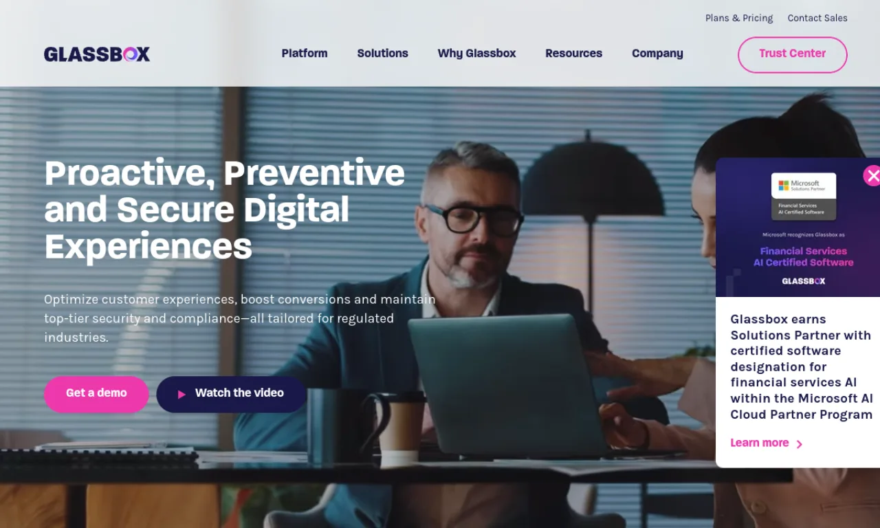 Screenshot of Glassbox website
