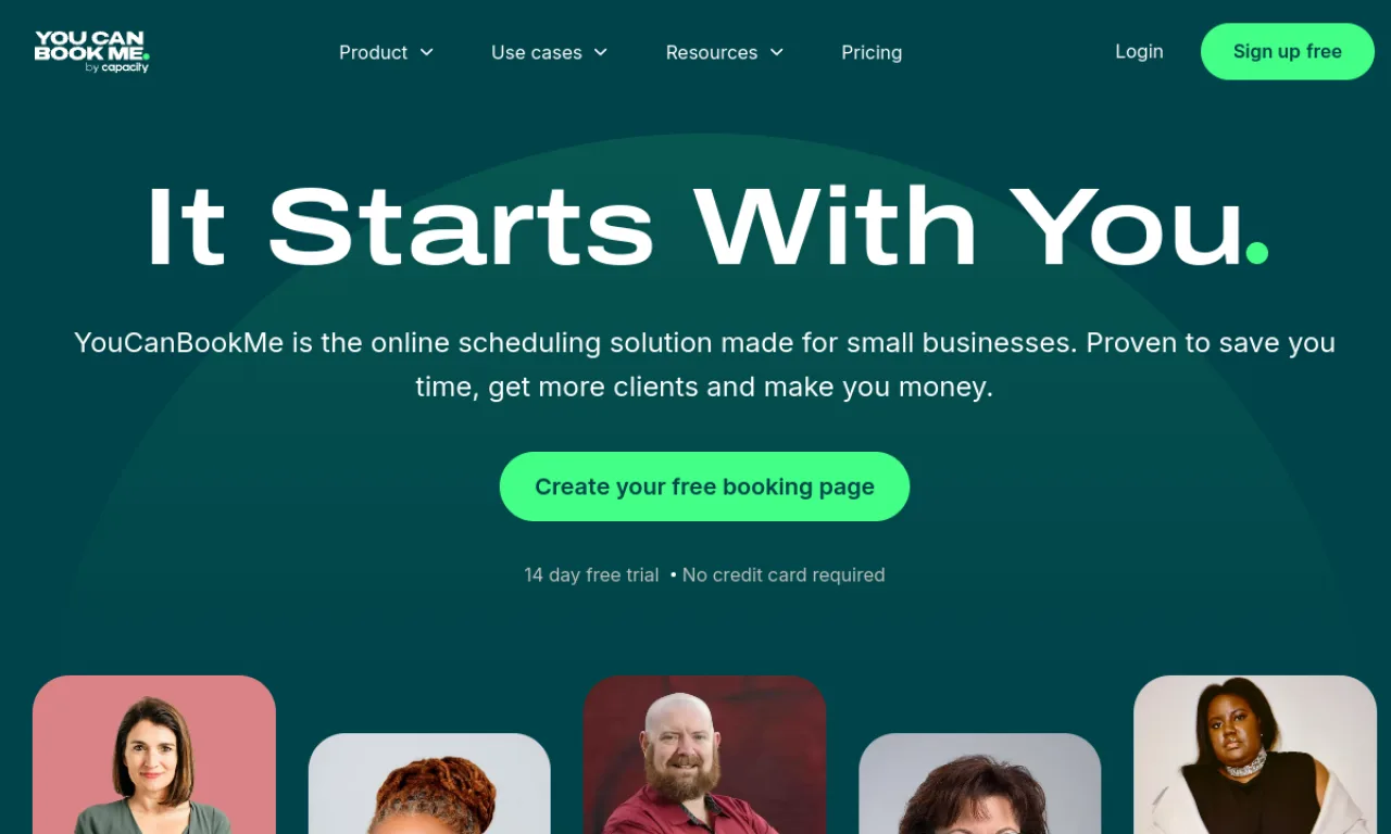 Screenshot of YouCanBookMe website