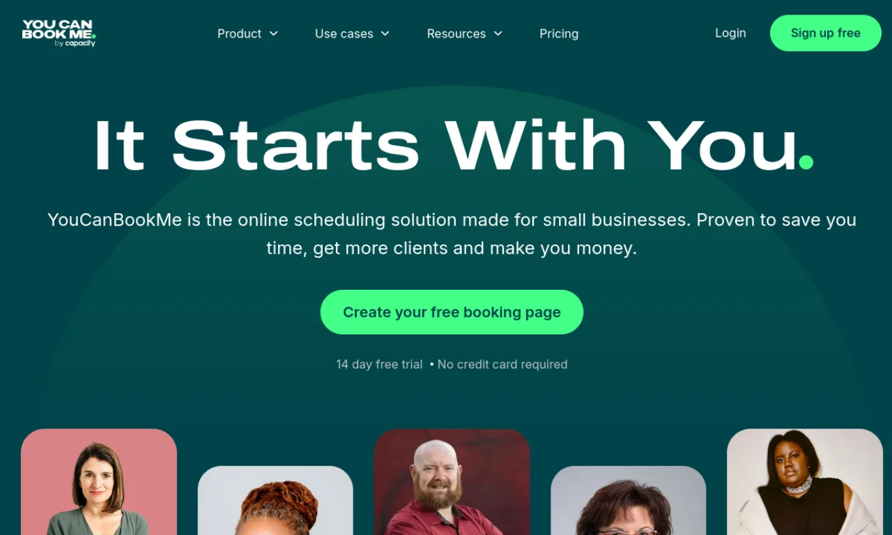 Screenshot of YouCanBookMe website