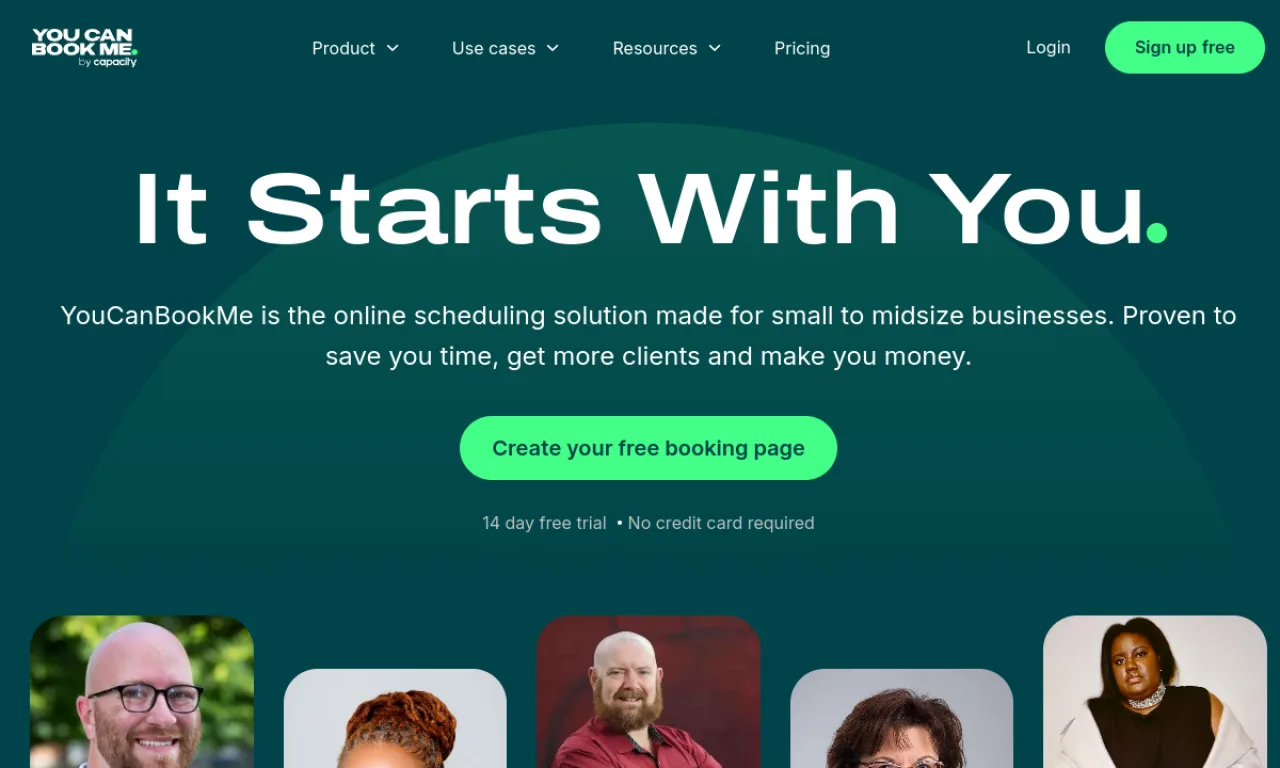 Screenshot of YouCanBookMe website