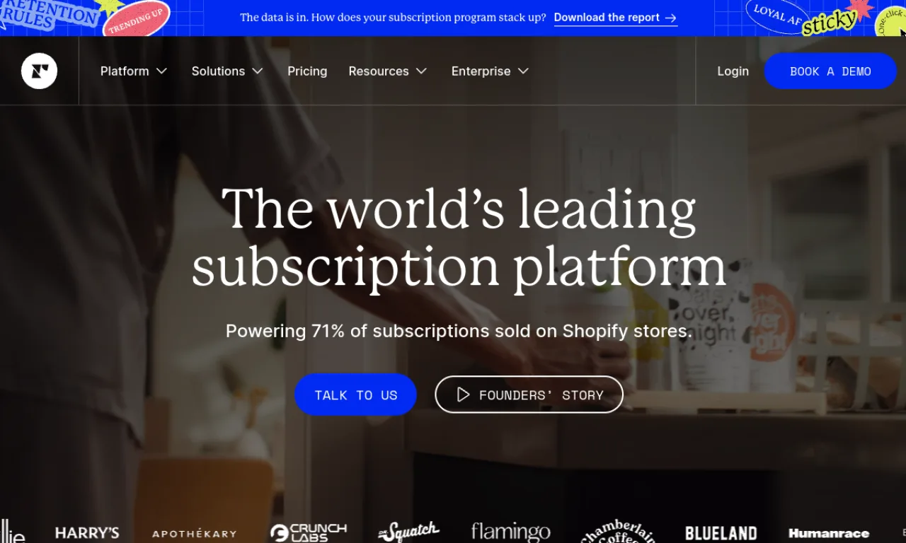 Screenshot of Recharge website