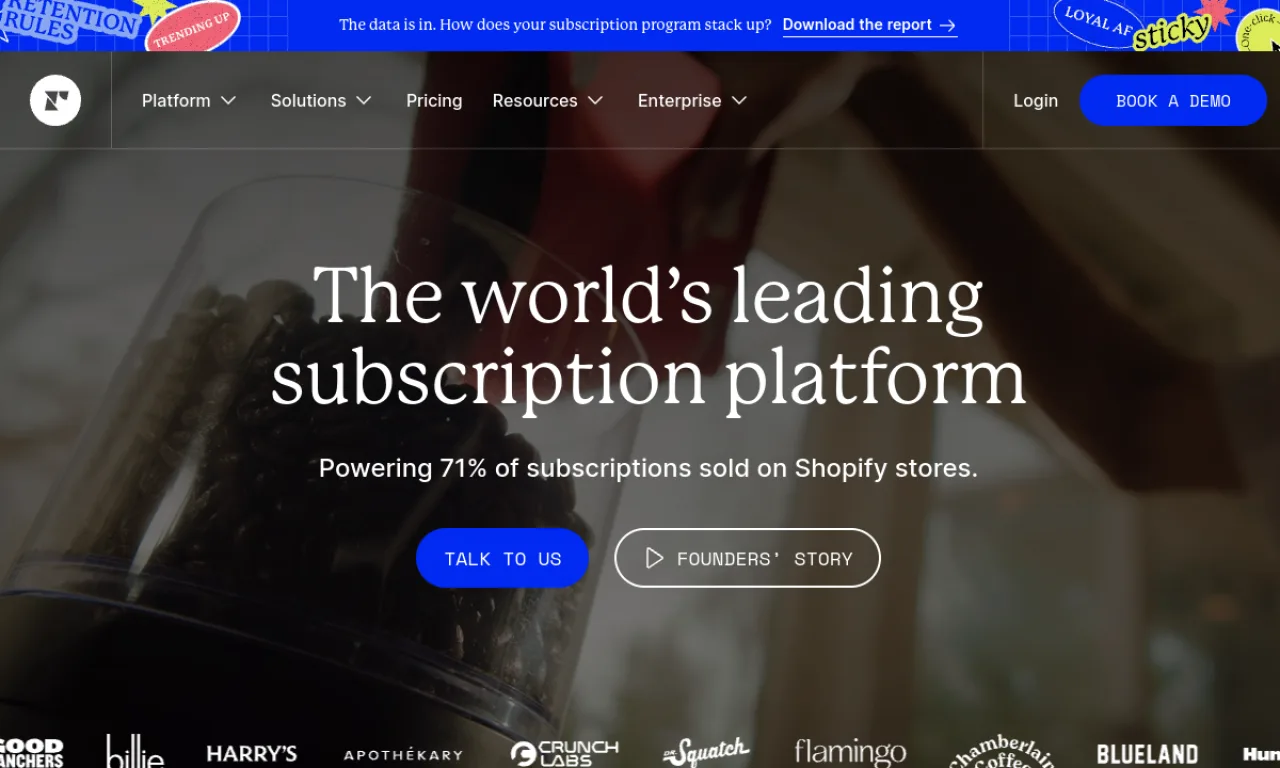 Screenshot of Recharge website