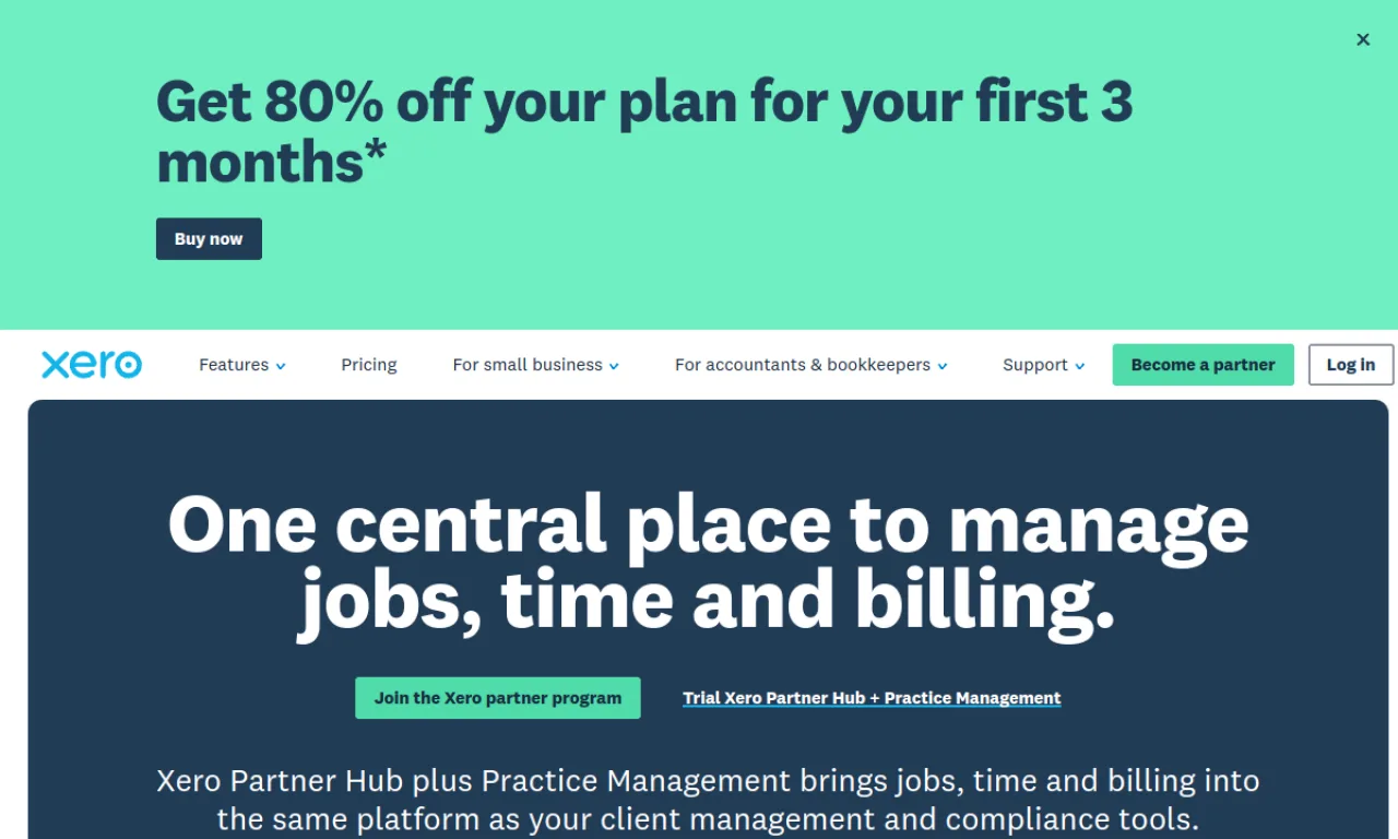 Screenshot of Xero Practice Manager website