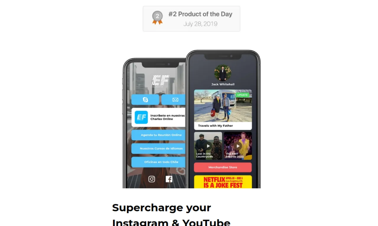Screenshot of Tap.bio / Shorby website