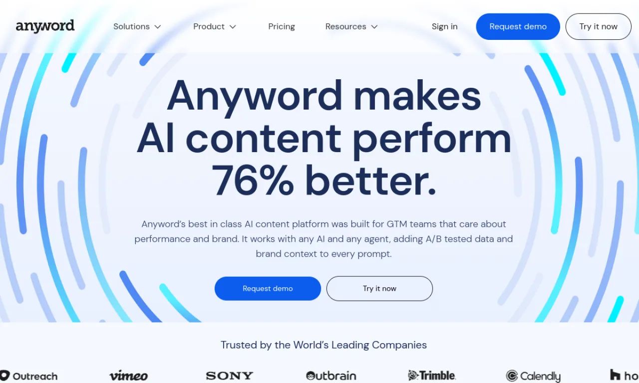Screenshot of Anyword website