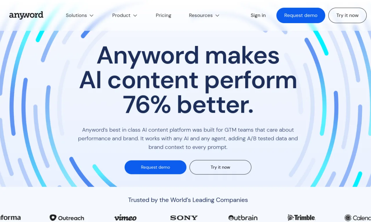 Screenshot of Anyword website