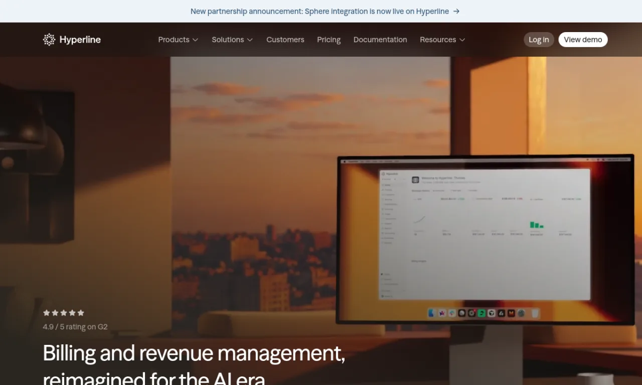 Screenshot of Hyperline website
