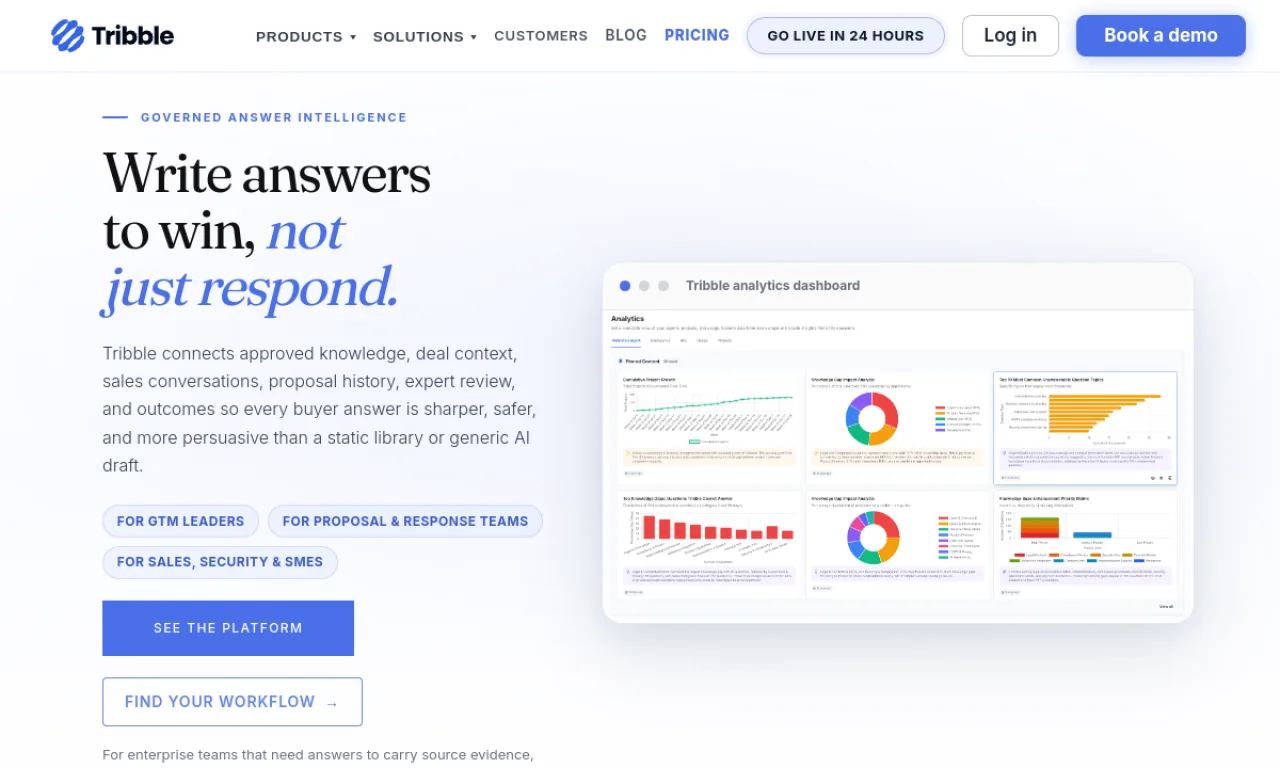 Screenshot of Tribble website