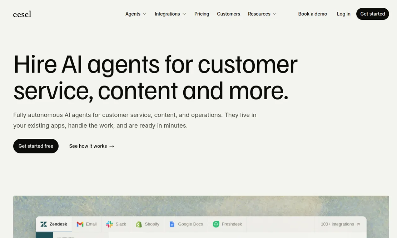 Screenshot of Eesel website