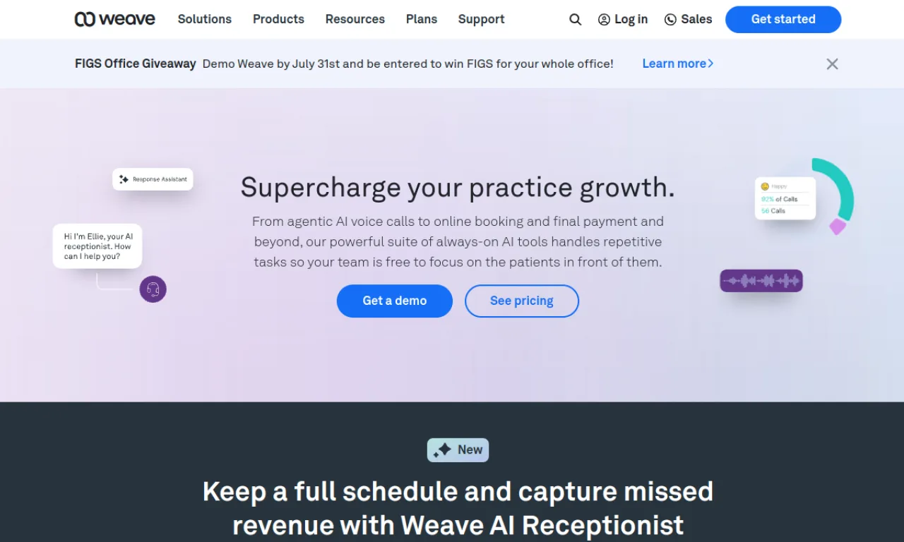 Screenshot of Weave website