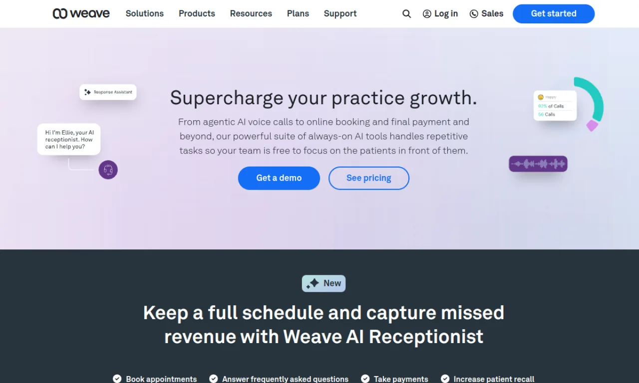 Screenshot of Weave website