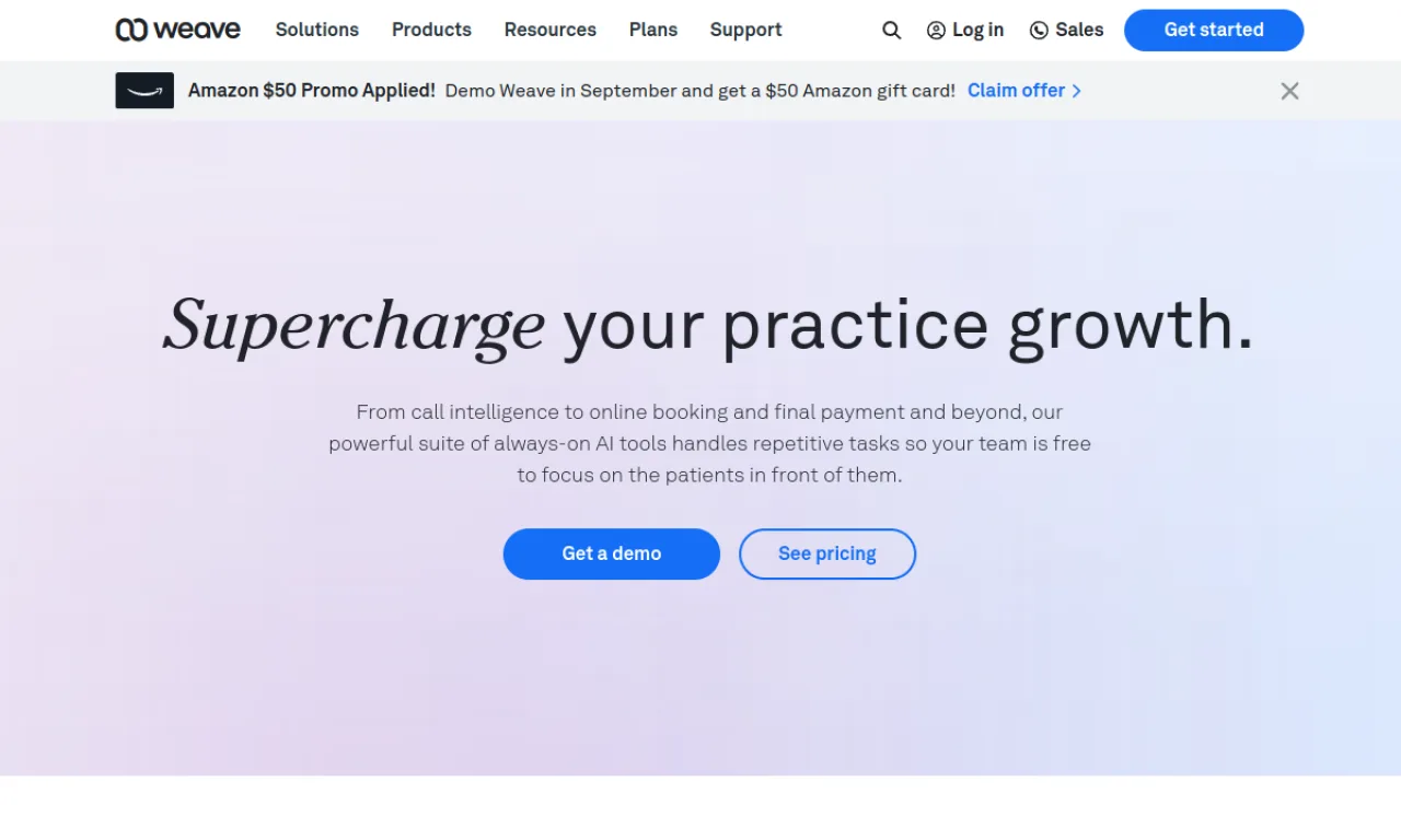 Screenshot of Weave website