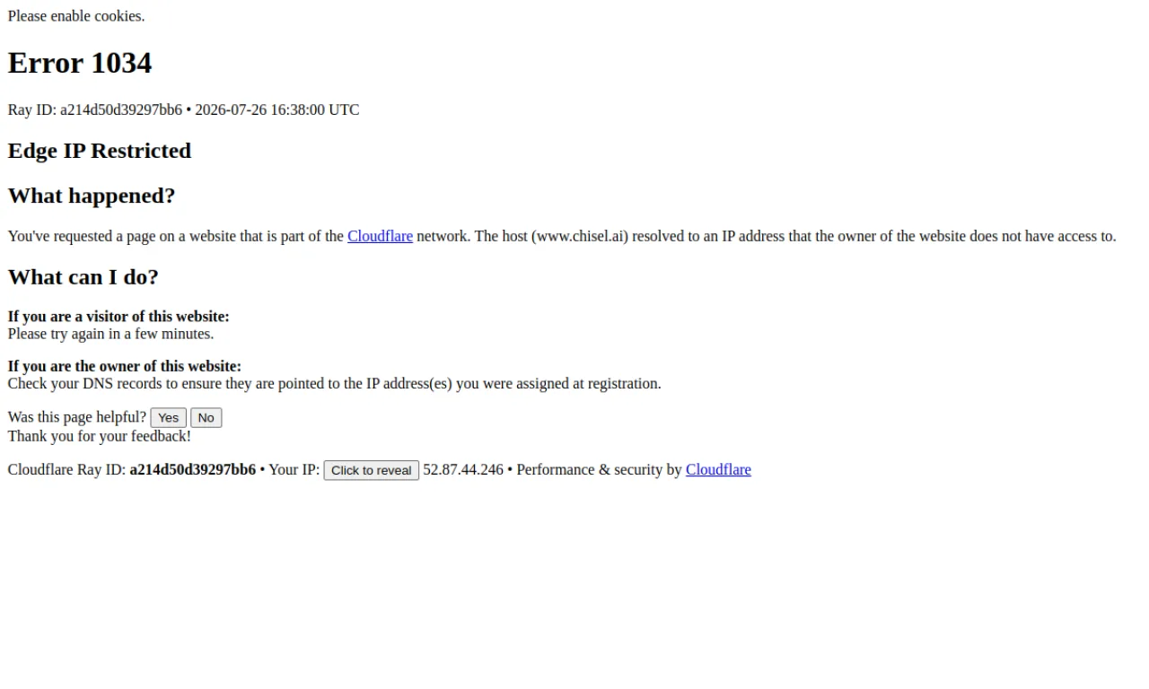 Screenshot of Chisel website