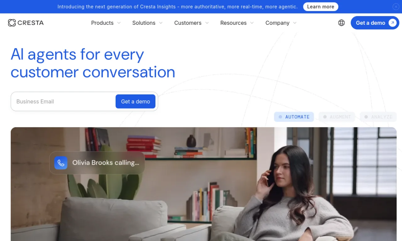 Screenshot of Cresta website