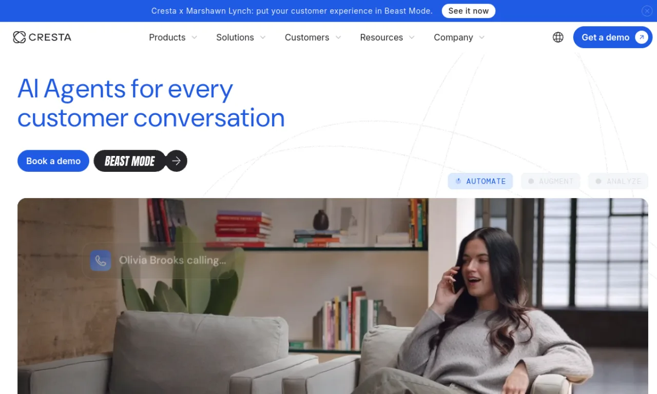 Screenshot of Cresta website