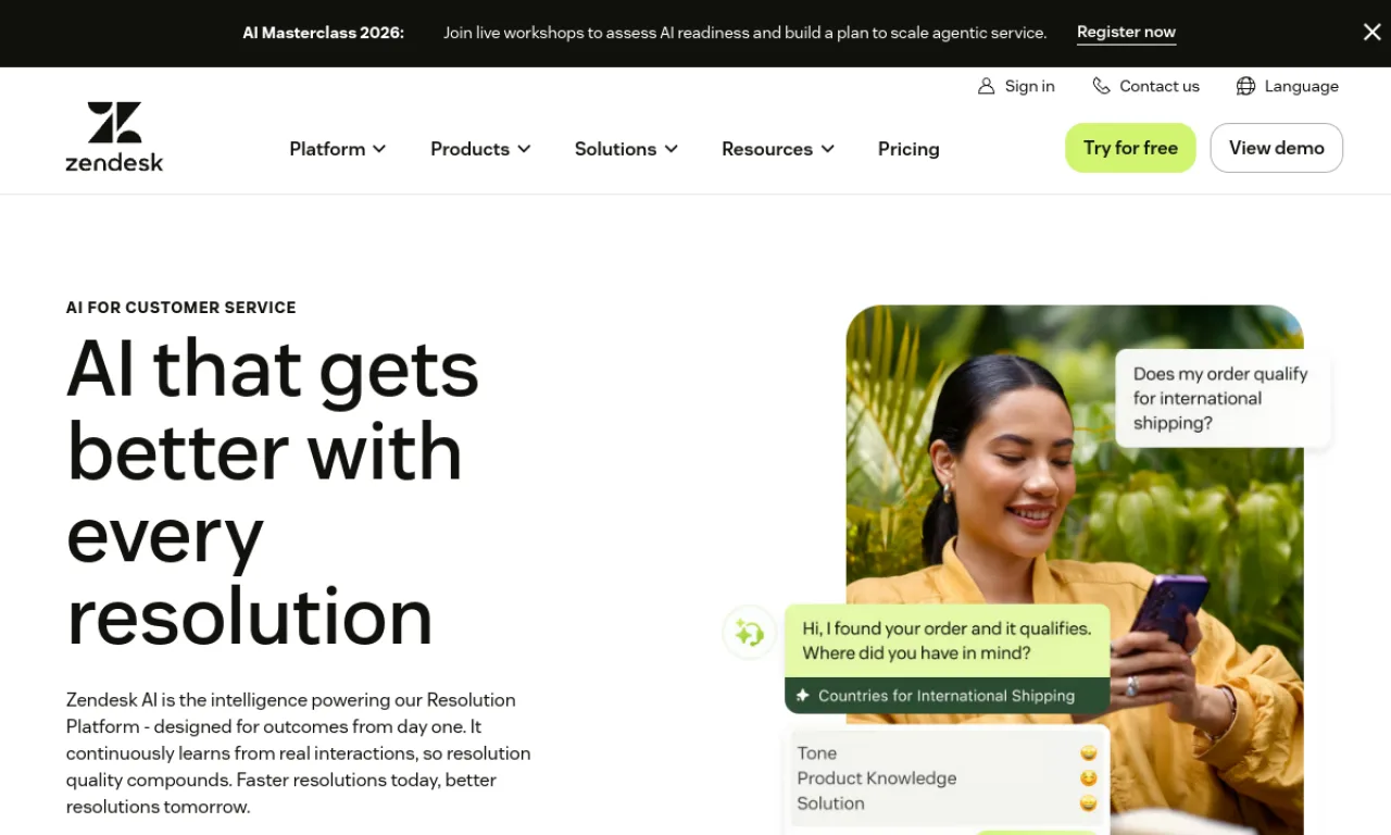 Screenshot of Ultimate (Zendesk) website