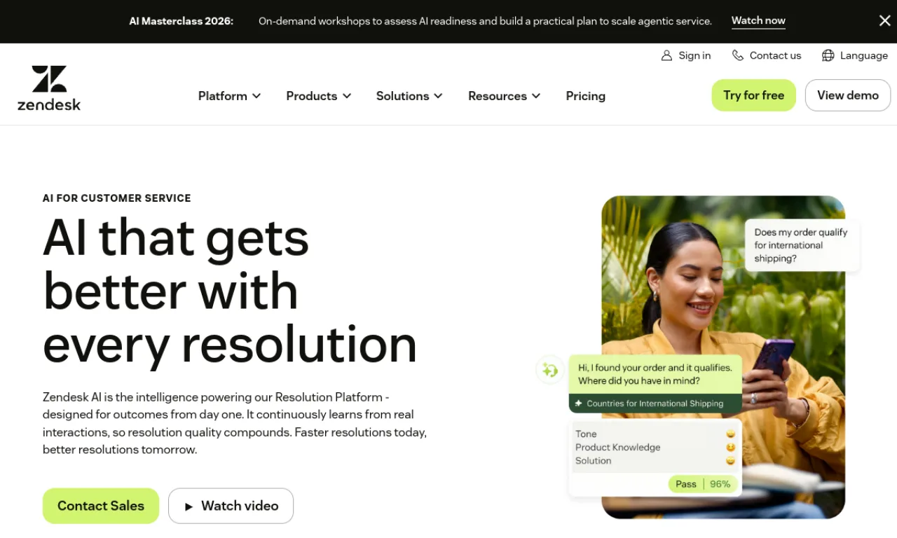 Screenshot of Ultimate (Zendesk) website