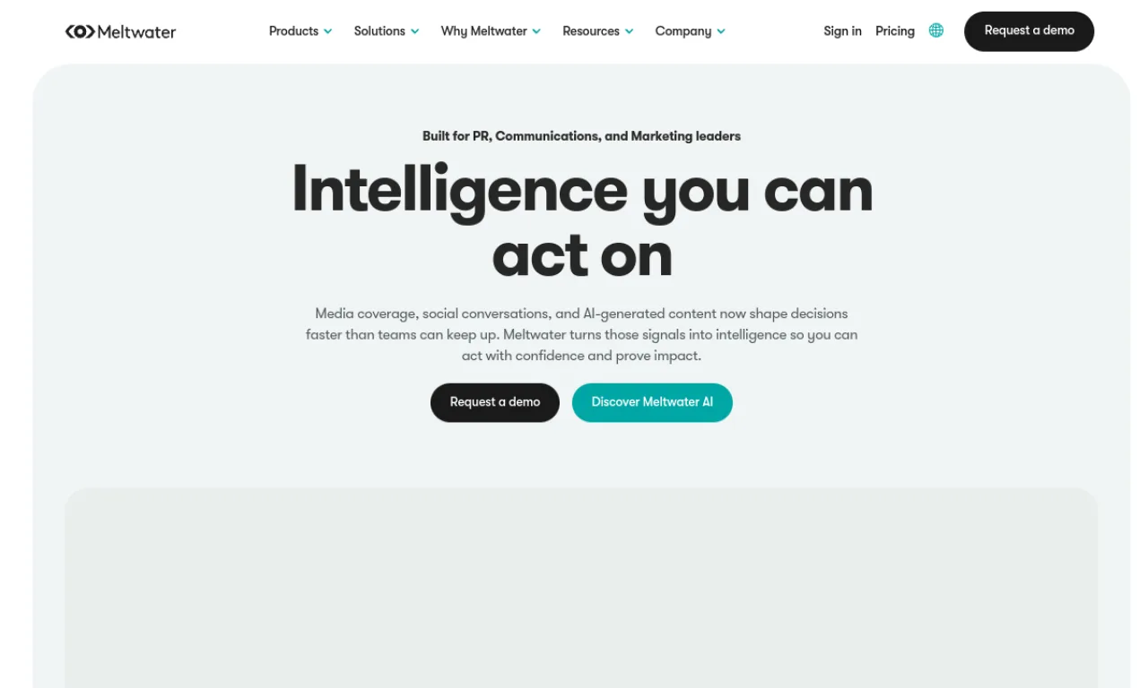 Screenshot of Meltwater website