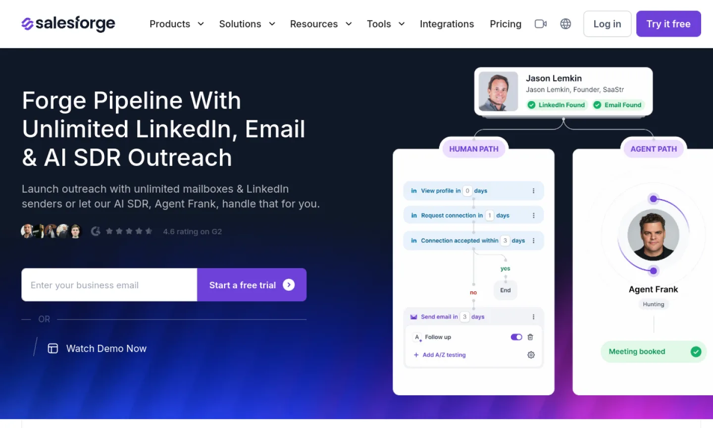 Screenshot of Salesforge Infraforge website