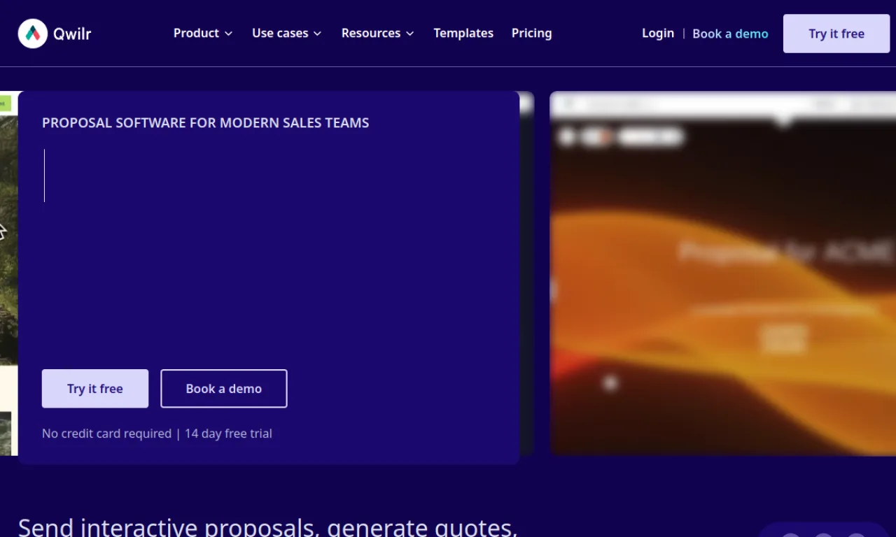 Screenshot of Bit.ai / Qwilr quotes website