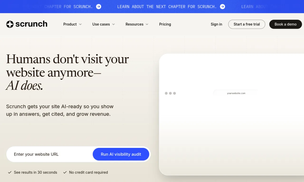 Screenshot of Goodie AI / Scrunch website