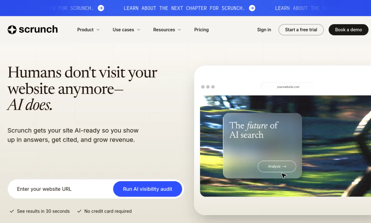 Screenshot of Goodie AI / Scrunch website